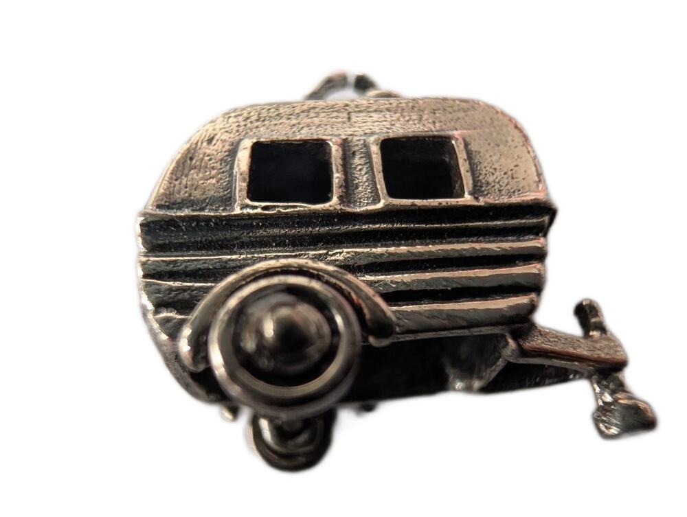 Sterling Silver Tone RV Camper Trailer Charm for Bracelet Necklace Travel Theme